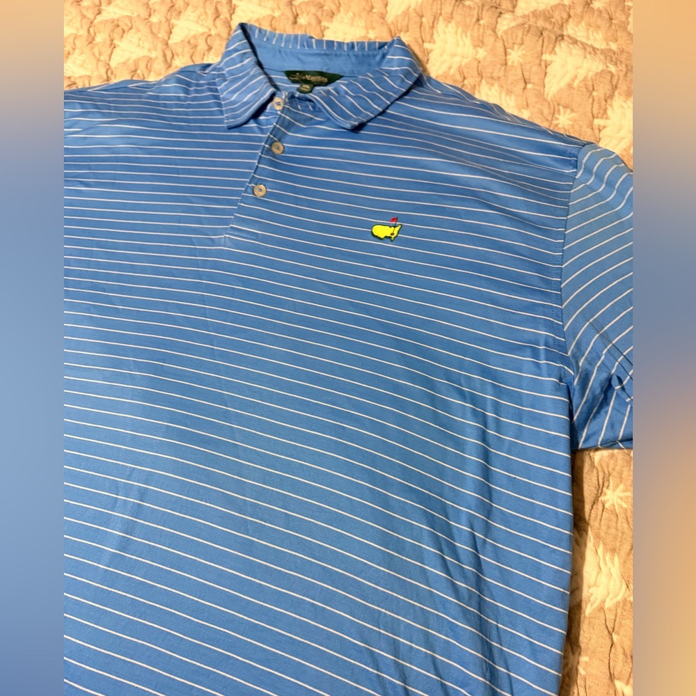 Masters Blue and White Striped Polo Shirt Excellent XxL